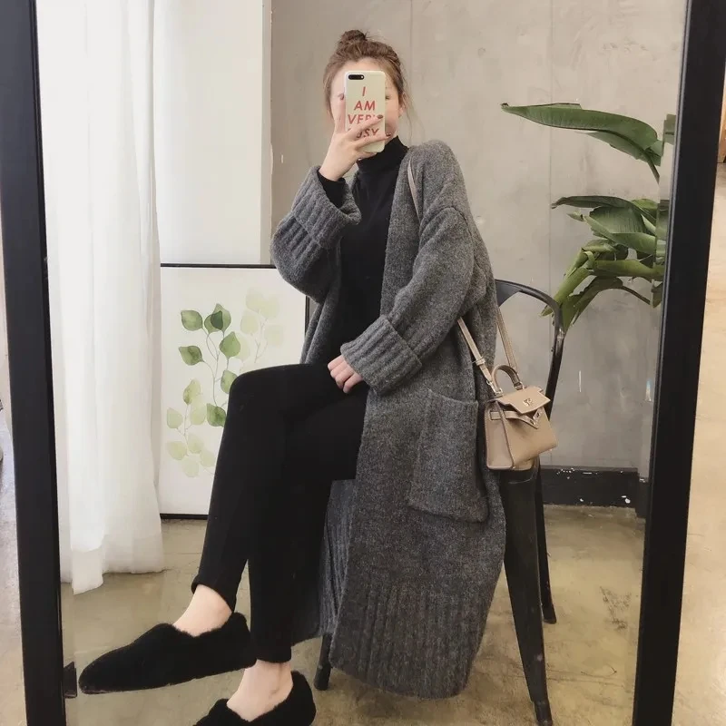 Wool Cardigans Jacket Women Spring Autumn Thin Long Sweater Fashion Temperament Ladies Knitted Coat Female Slim Elegant Outwear