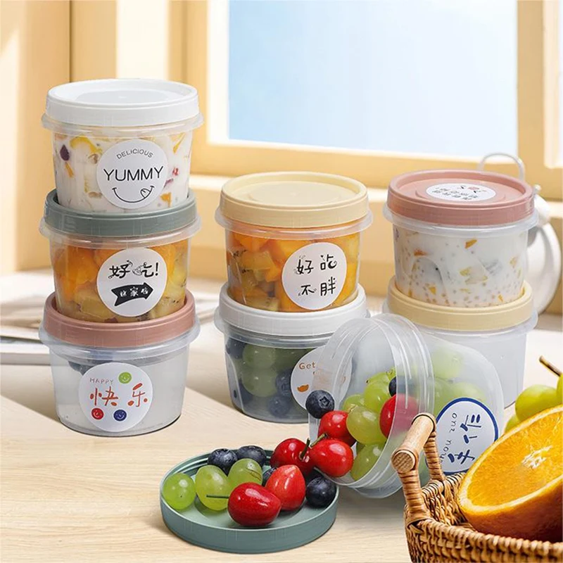 8PCS Round Plastic Containers With Lids, Reuseable Small Freezer Storage Container Jars With Screw Lid