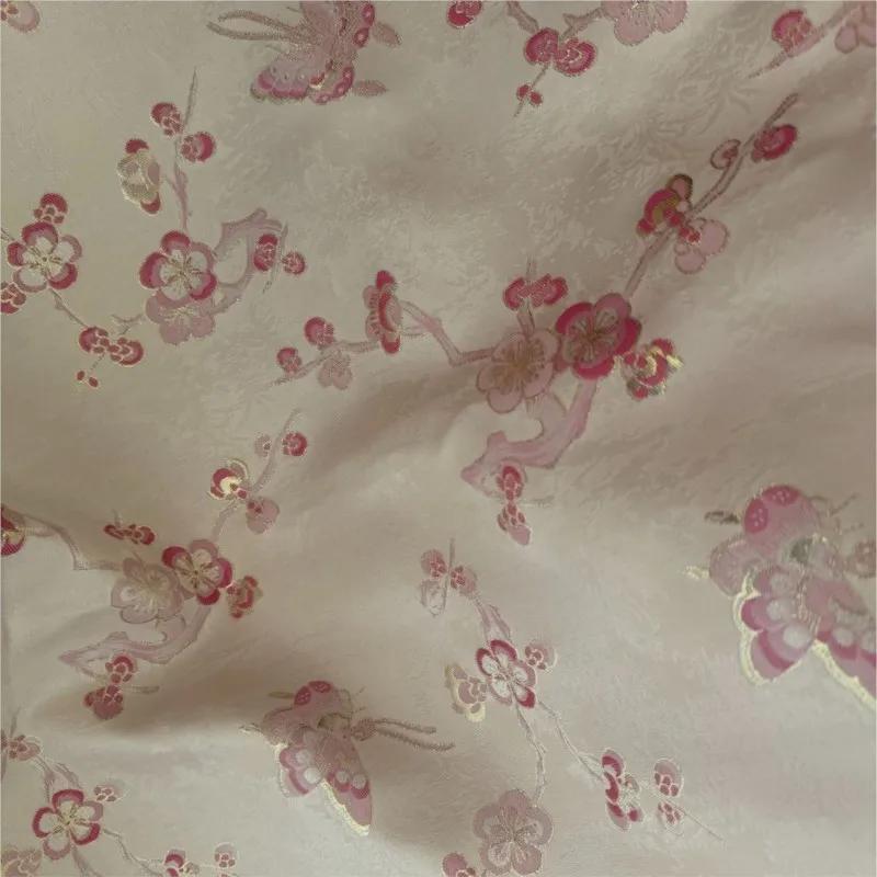 

Silk plum flower small imitation brocade clothing fabric Chinese-style color woven jacquard women's dress Hanfu