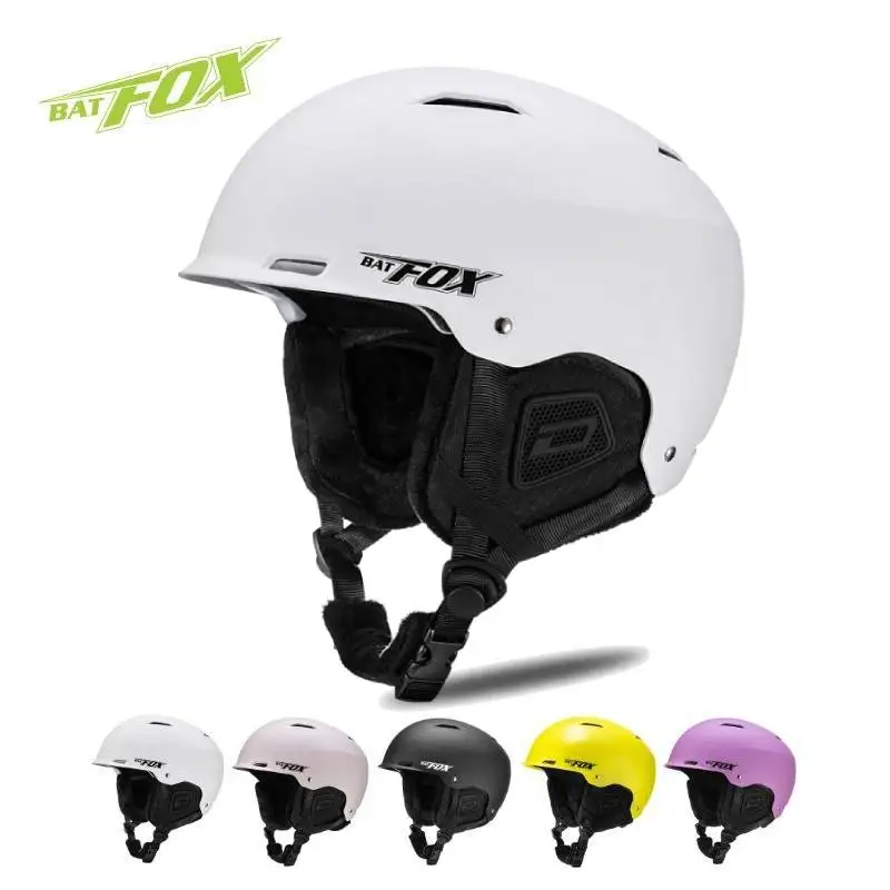 BATFOX Unisex Ski Helmet Half-covered Skiing Snowboard Winter Snow Skating Integrally-Molded  Warm flannel lining Protective