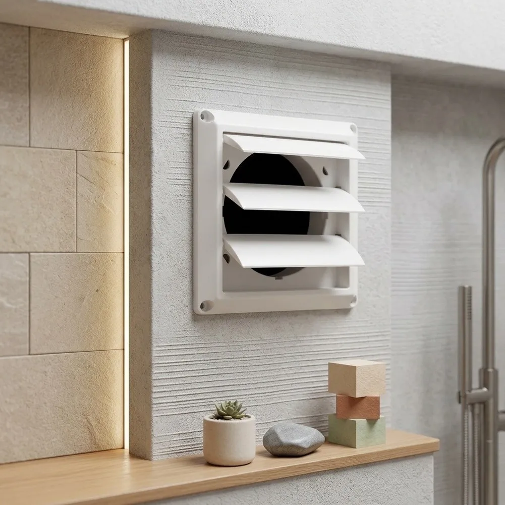 Self Closing Square Louver Vent 200mm ABS Plastic Rainproof Cover For 150mm Dryer For Exhaust Outlet Air Quality Accessories