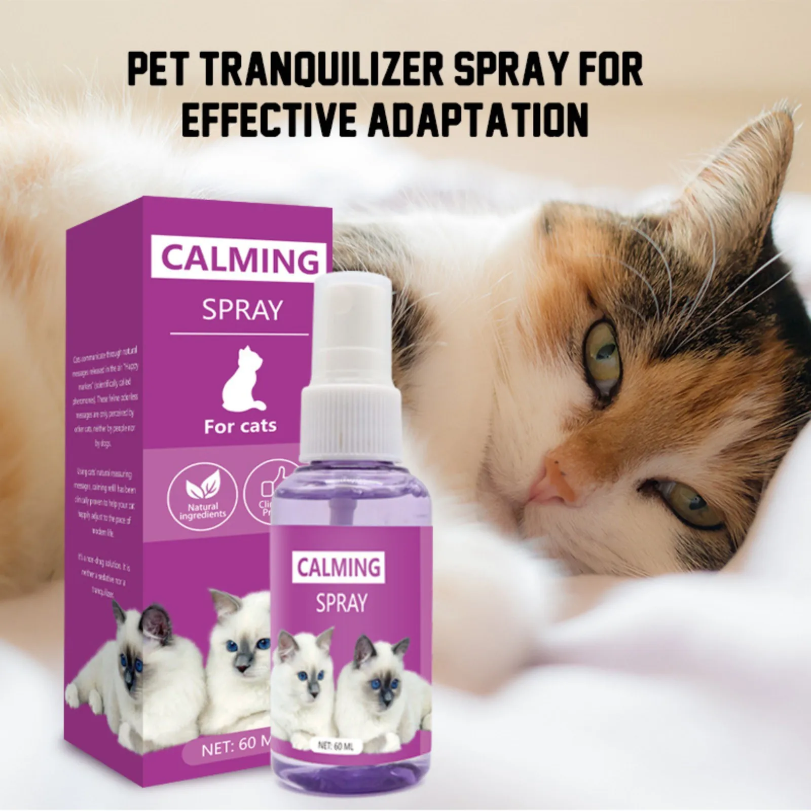 60ml Pheromone Cat Emotional Soothing Spray Cat Pheromone Feliway Anti-Stress Spray Perros Accesorios Fuente De Agua Para Gato