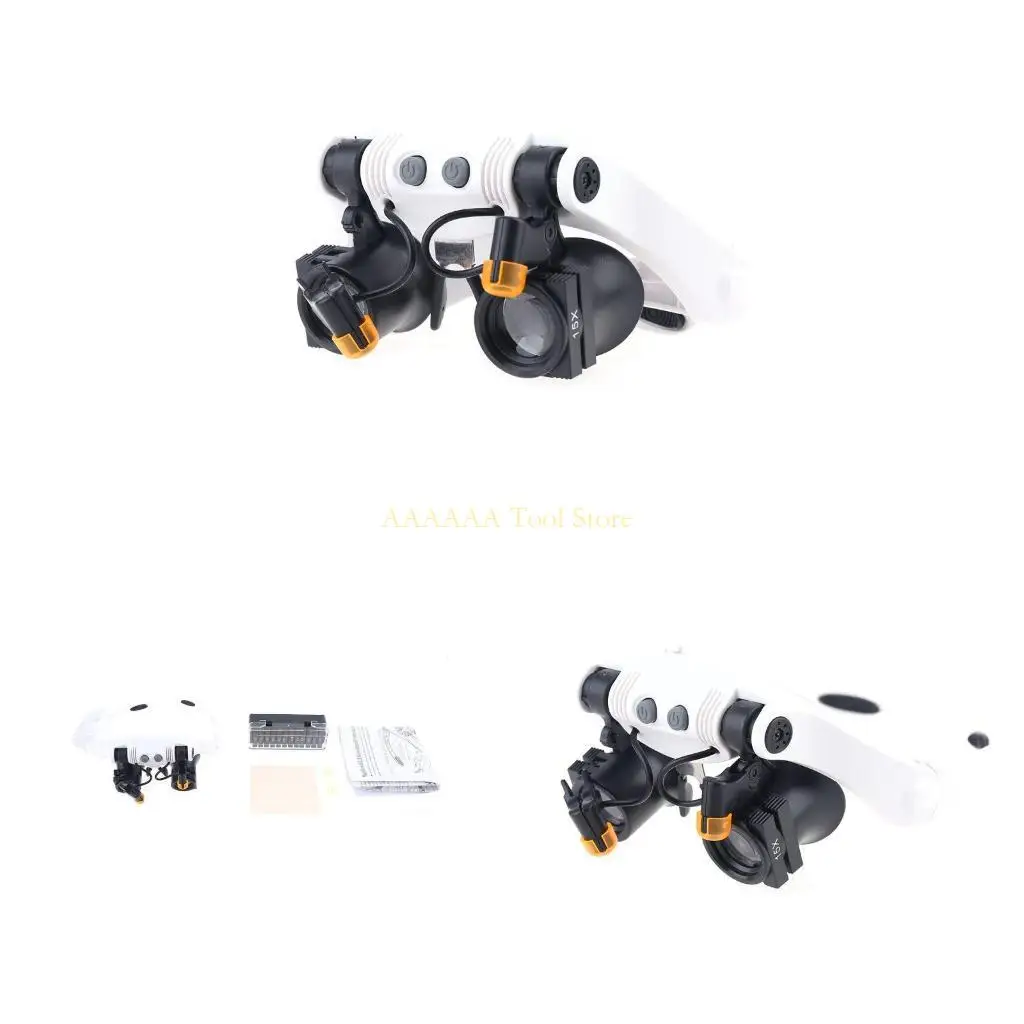 A2BE Led Light Lamp Double Eye Glasses Loupe Lens Glasses Magnifier Watchmaker Jewelry Optical Magnification Glass