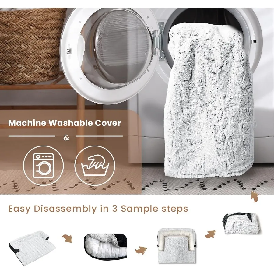 سرير كلب كبير جدًا للأريكة مقاس 45 × 37 بوصة مع غطاء قابل للإزالة وقابل للغسل ومضاد للانزلاق من القطيفة لحماية الأثاث