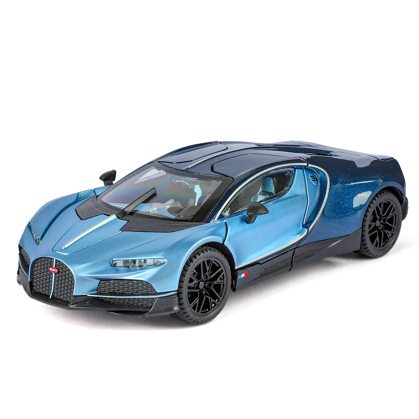 Bugatti 1:24 ﻿   Tourbillon Auto sportiva Modello di auto in lega Suono e luce Tirare indietro Giocattolo per bambini da collezione Regali di compleanno