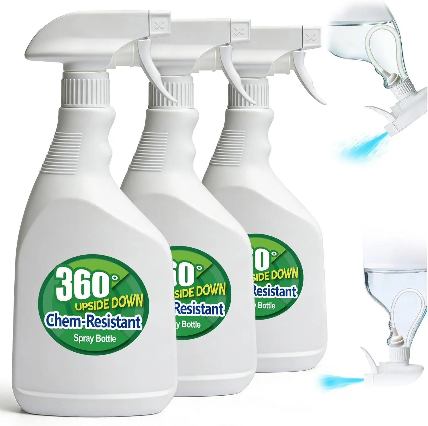 

Набор из 3-х прочных распылителей объемом 24 унции для чистящих средств, с регулируемым распылением и струей, герметичные.