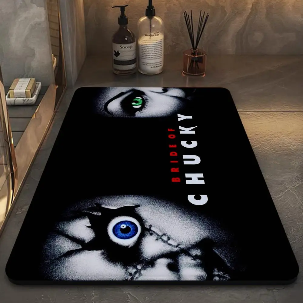 Horror Doll Chucky Floor Mat Bathroom Mat Kids Room Bedroom Decoration Balcony Anti-Slip Doormat Living Room Welcome Rug