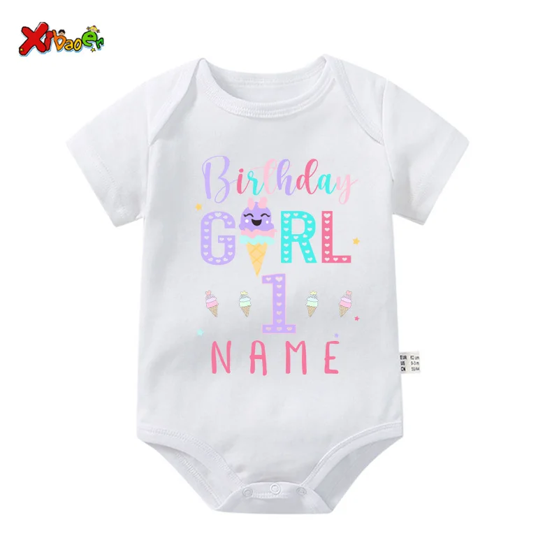 Family Outfit Matching Ice Cream Birthday Girl Sweet Family Shirt Party for Girls Party Clothes Outfit Baby Onesie Custom Name