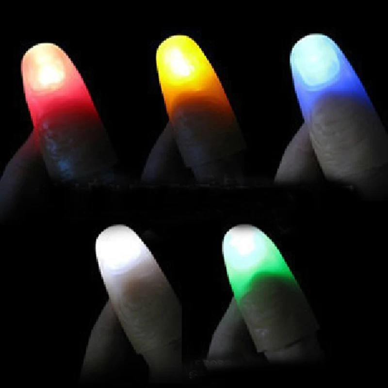 2pcs/set Magic Thumbs Light Toys for Adult Magic Trick Props Blue Light Led Flashing Fingers Halloween Party Toys for Children