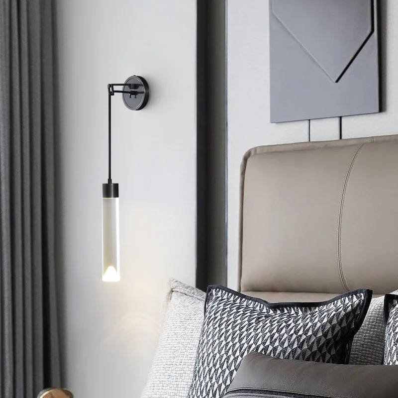 

Modern luxury bedroom bedside lamp Nordic living room TV wall corridor hotel creative decoration all copper crystal wall lamp