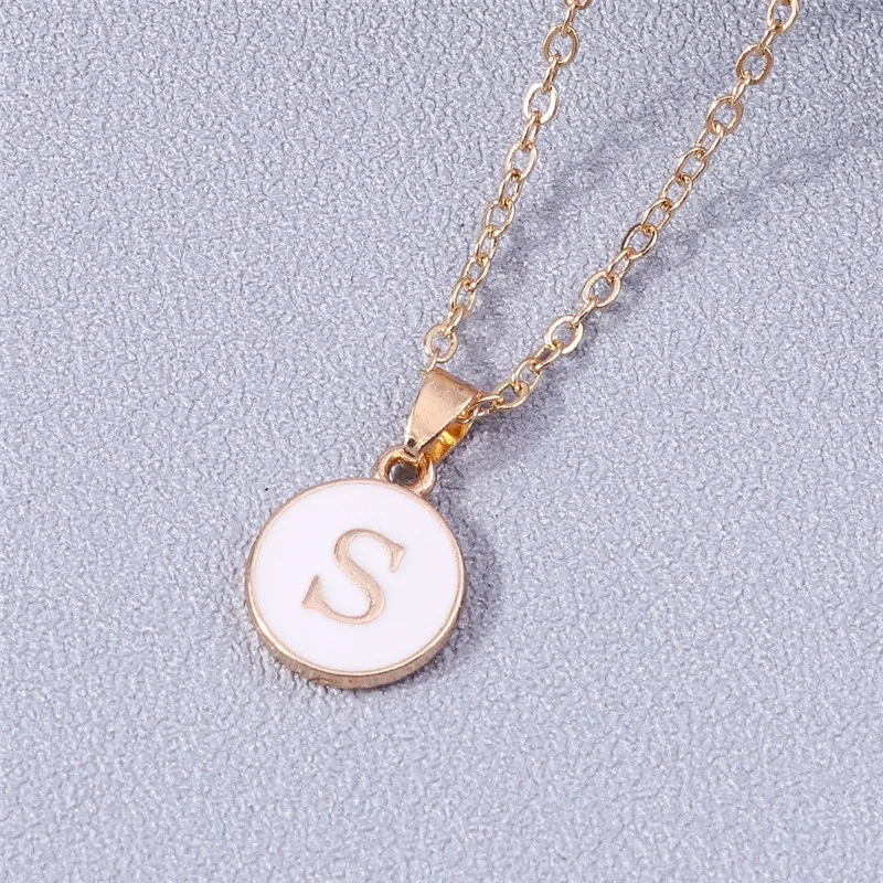 Aihua Minimalistische Initiale Emaille Weiß Schwarz A-Z Buchstaben Halskette für Frauen Alphabet Anhänger Schmuck Geburtstag Geschenke Großhandel – Detail 29