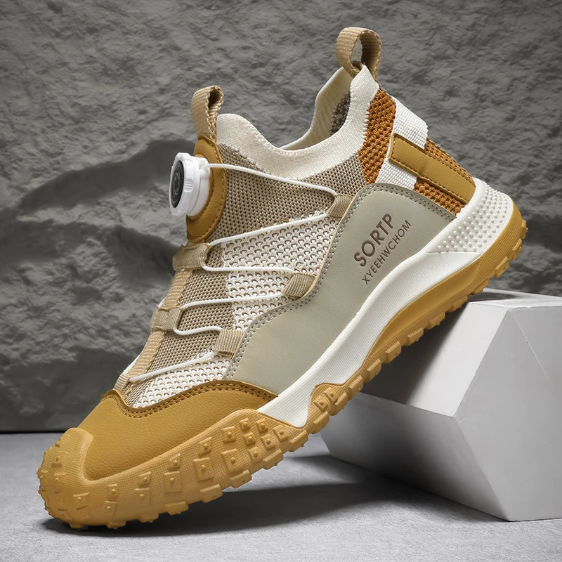 

Men's Fall Breathable Mesh Shoes, Rotating Buckle Casual Sports Shoes, Outdoor Anti-slip and Wear-resistant Safety Shoes