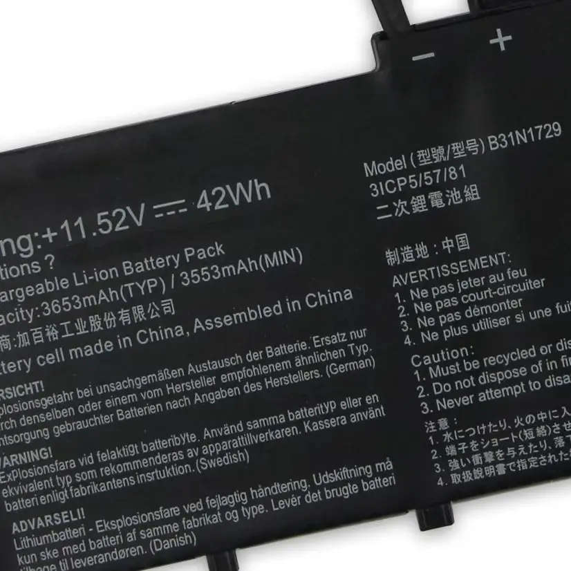 

Литиевая аккумуляторная батарея для ASUS VivoBook S15 S530 S530U S530UN S530UA B31N1729, длительный срок службы батареи