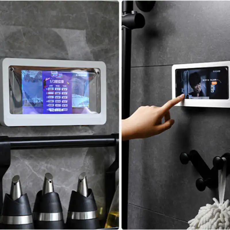 

Home Wall Waterproof Mobile Phone Box Self-adhesive Holder Touch Screen Bathroom Phone Shell Shower Sealing Storage Box Caja De