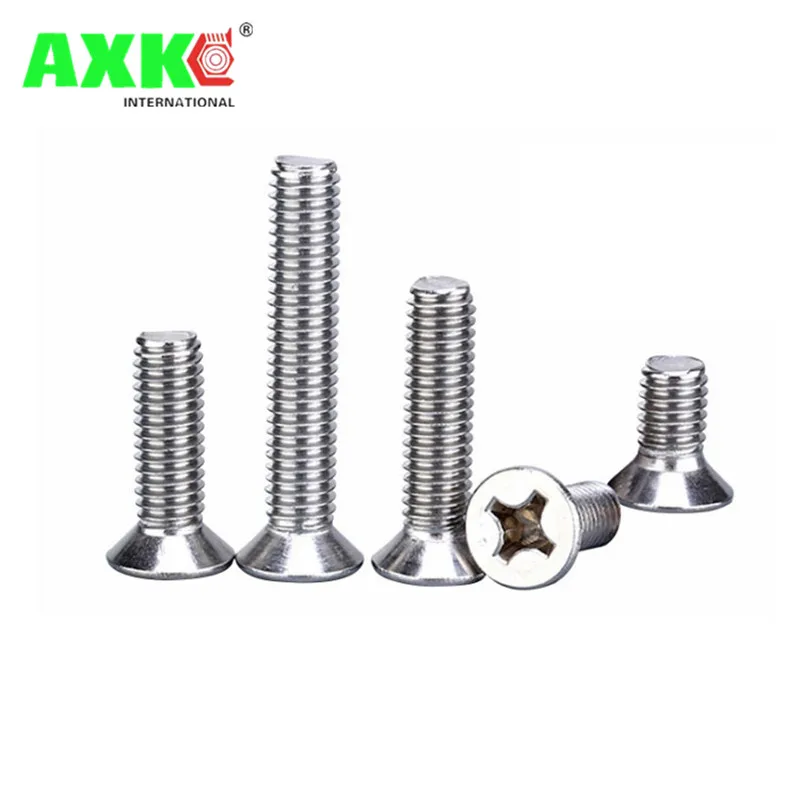 AXK M1.6 M2 M2.5 M3 M4 M5 M6 Mini Micro Small 304 Stainless steel Cross Phillips Flat Bolt Countersunk Head Furniture Screw