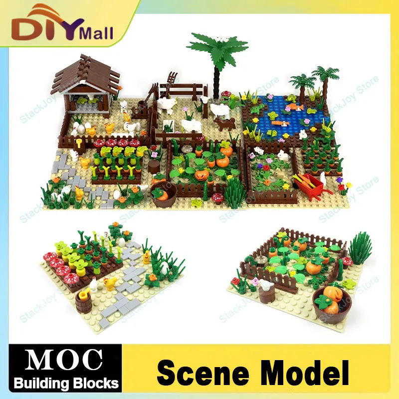 

Набор City Farm Zoo MOC, сделай сам, цветочный сад, овощное поле, строительные блоки, игрушка для взрослых/детей, креативный подарок на день рождения STEM