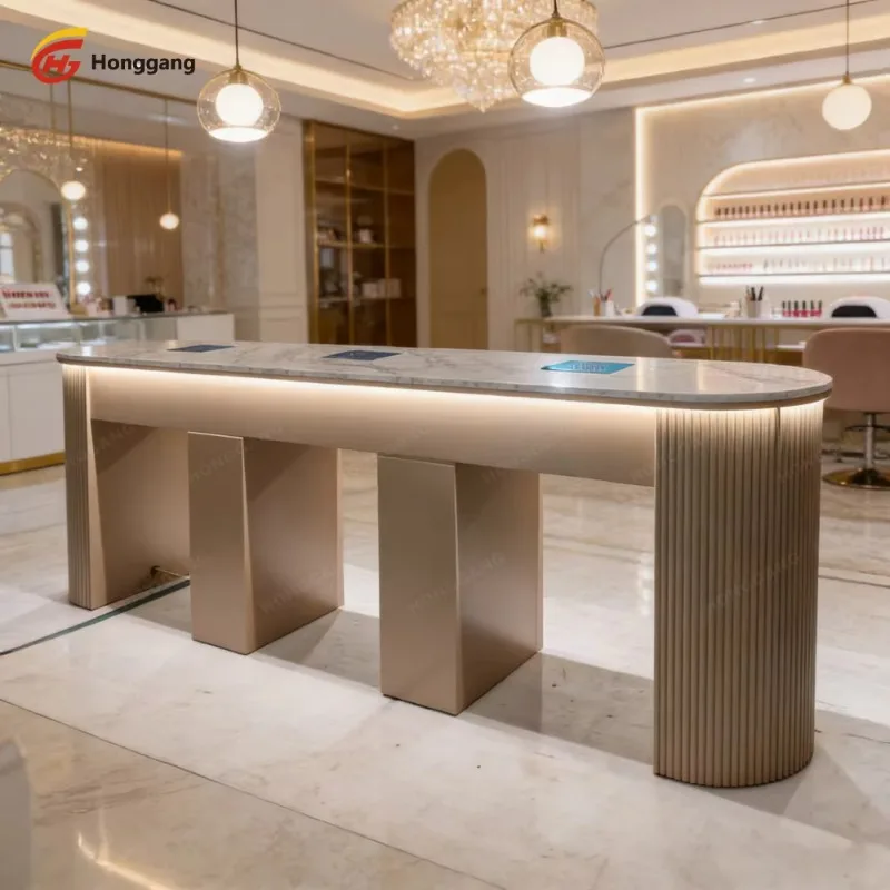 Luxury Nail Desk Station Factory Custom Manicure Table Nail Salon Featuring Dust Collector