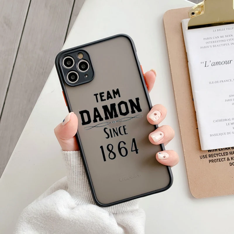 The Vampire Diaries Damon Matte Phone Case for IPhone 13 12 11 15 Pro Max 7 8 14 Plus SE2 X XR XS MAX Mini Shockproof Cover Skin