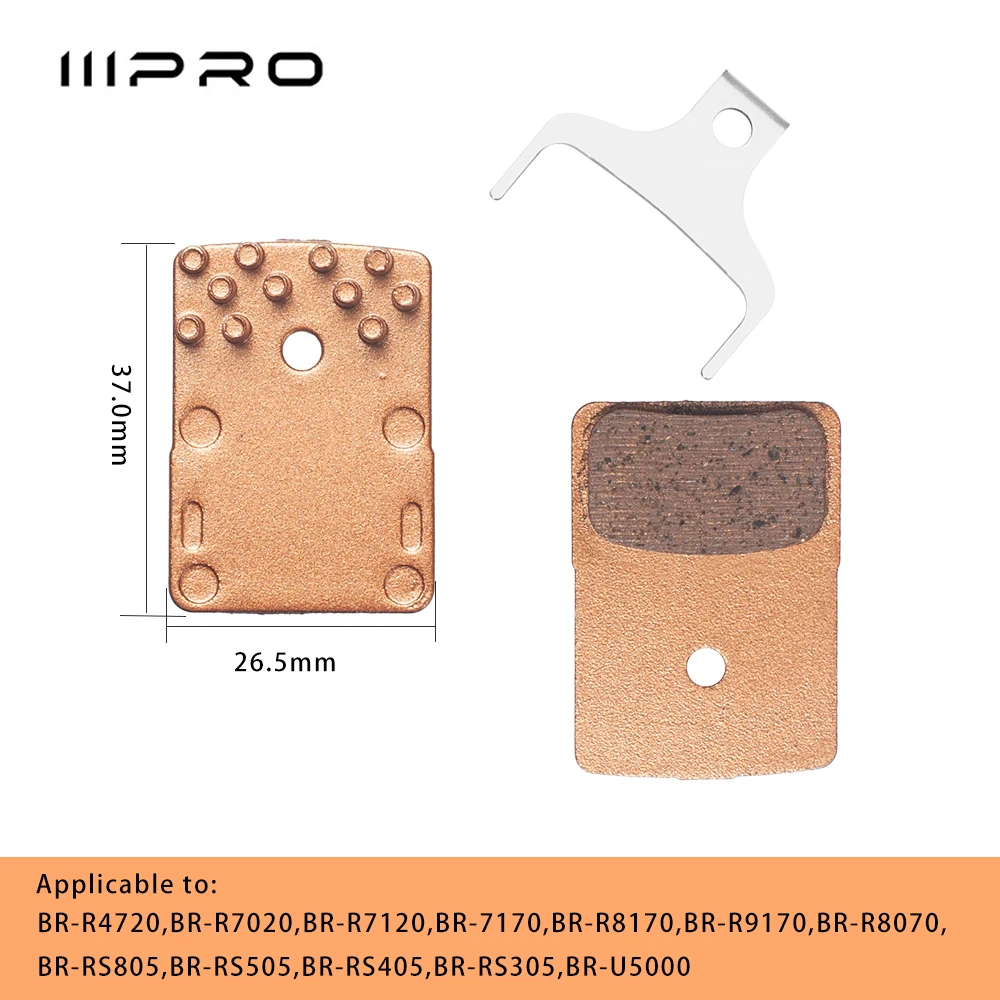 IIIPRO Metallic Bike Disc Brake Pads Set with Cooling Fin - Fit Shimano R9170 R8170 R8070 R7020 M8000 M9000 Road Mountain Bike