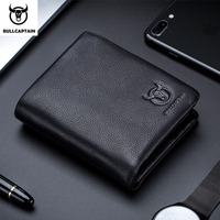 BULLCAPTAIN Brand Leather RFID Retro Wallet Men's Small Zipper Wallet Card Bag Men's Wallet Clutch