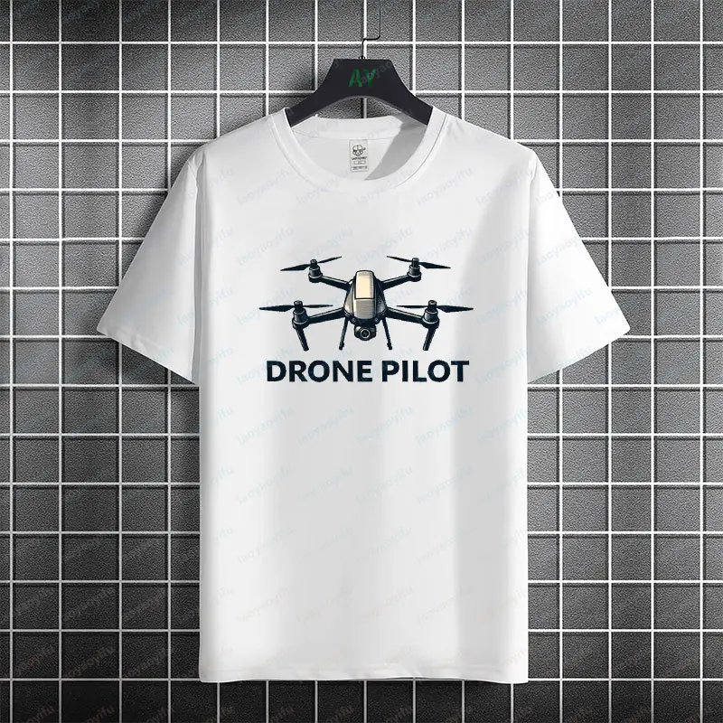 Men & Women's Casual Graphic T-shirt with Drone Pilot Theme Design 100% Cotton Short Sleeve Round Neck Tshirt for Outdoor Wear