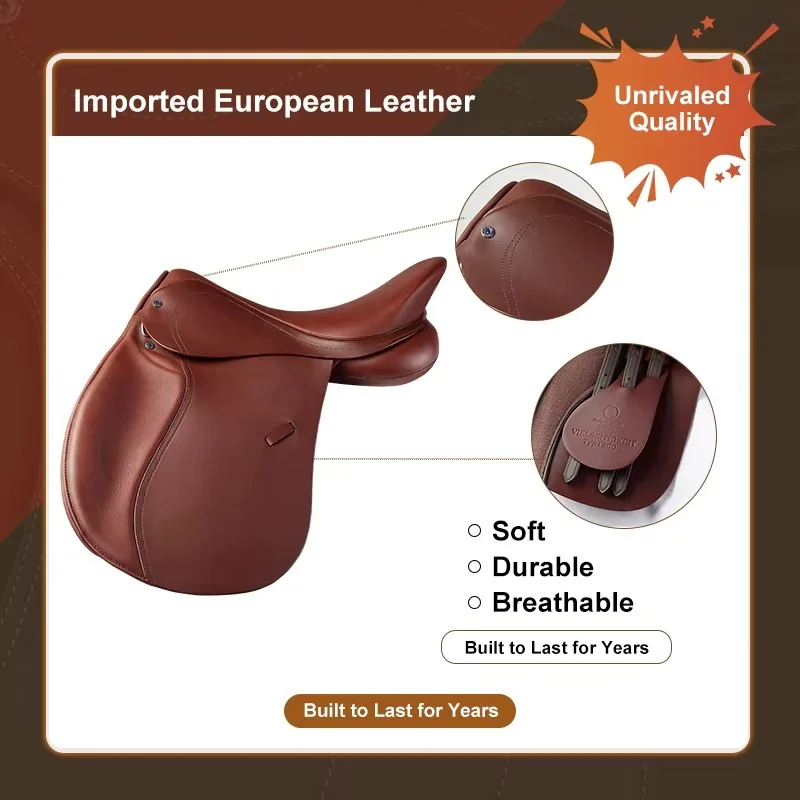 Luxury Comfort Fit Horse Saddle English All Purpose Saddle Marcopolo Leather Deep Seat Adjustable Trail Show Training Riding