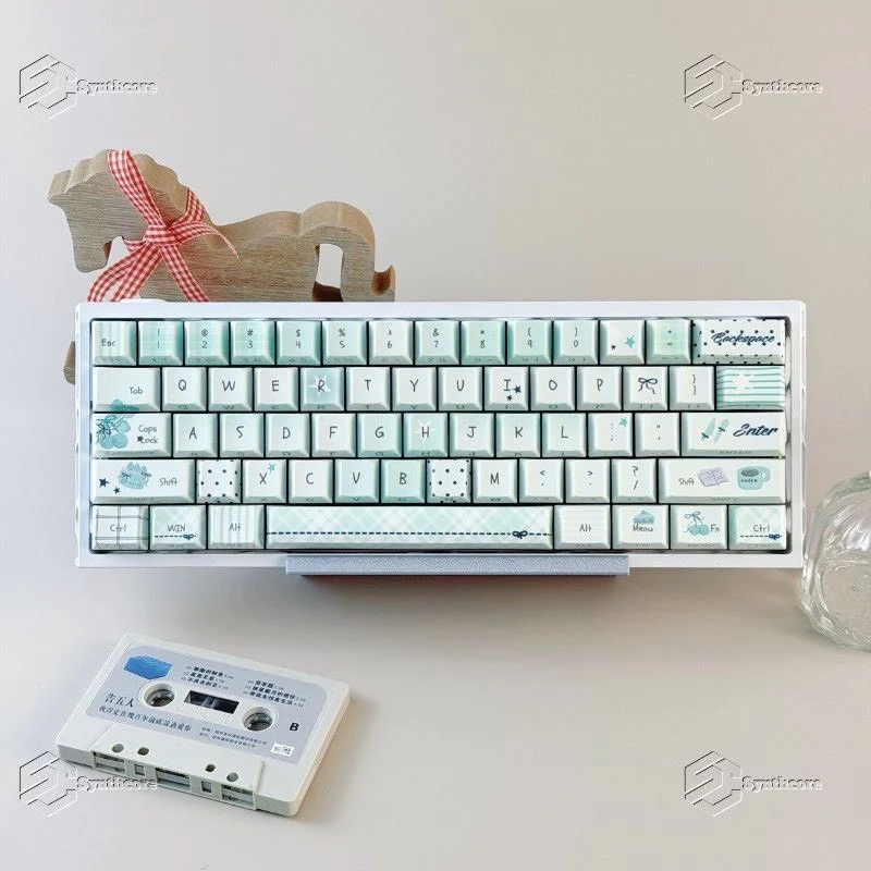 Custom Tiffany Blue Aesthetic Keycap Set Cherry Profile PBT Hot Sublimation Side Lit Translucent Unique Durable Gift!