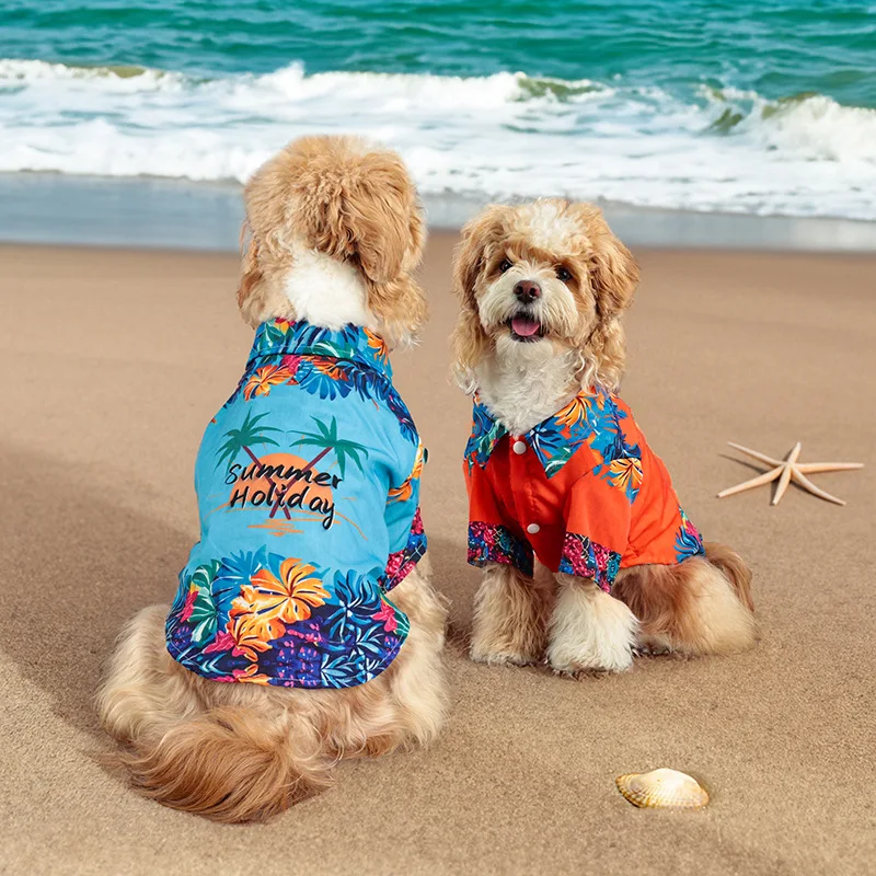 

Pet Clothing Fresh And Fashionable Summer Thin Beach Shirt Dog Clothing Breathable Cute Medium To Large Dog Outdoor Clothing