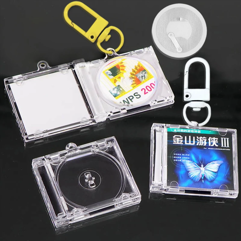 1 ชุด NFC ของขวัญพวงกุญแจอัลบั้มที่ระลึก BLANK MINI CD กรณีพวงกุญแจจี้ DIY กระเป๋าเป้สะพายหลังแขวนตกแต่ง NFC Widget Key RING