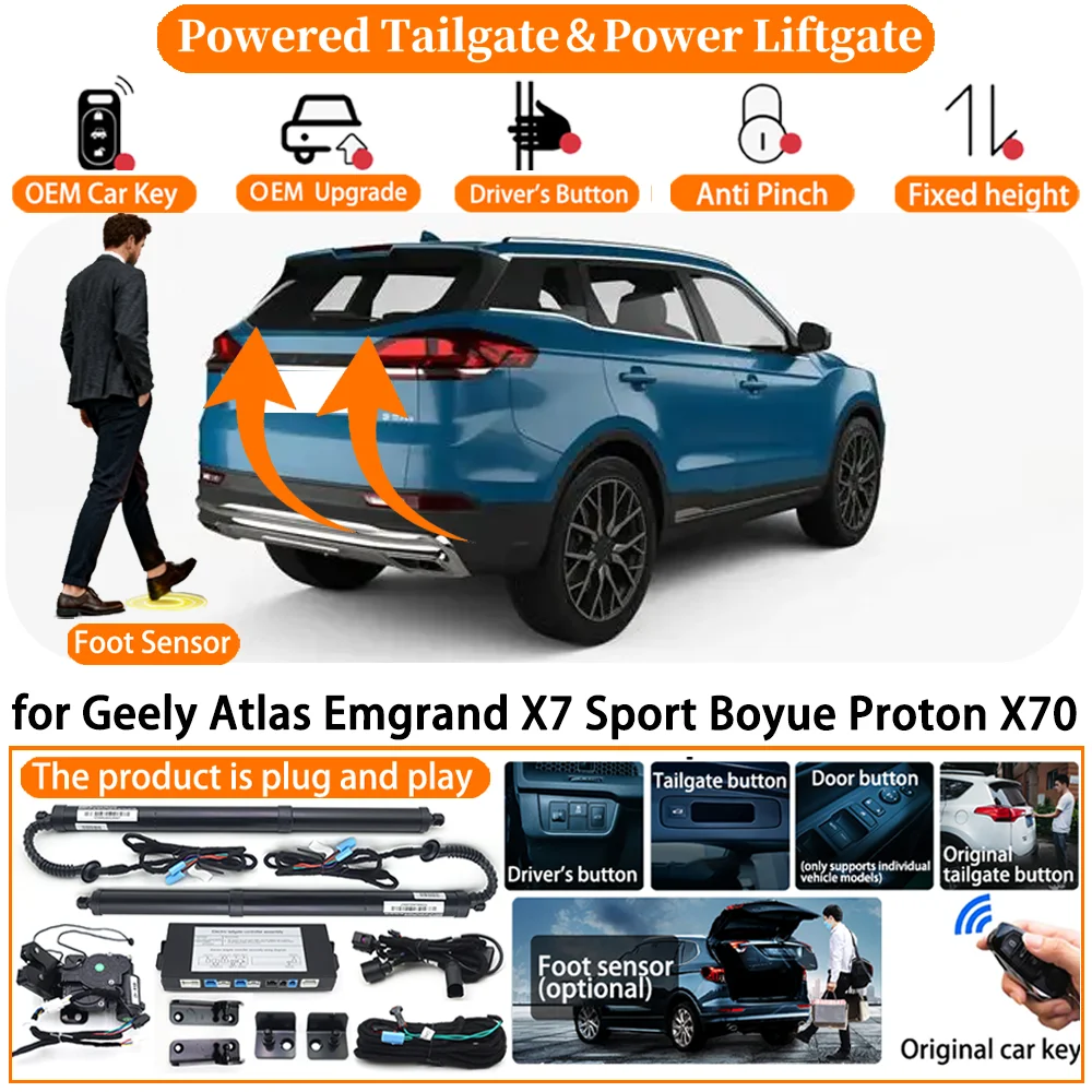 Smart Powered Tailgate system for Geely Atlas Emgrand X7 Sport Boyue Proton X70 Automatic Electric Power Tailgate Tail Gate Lift