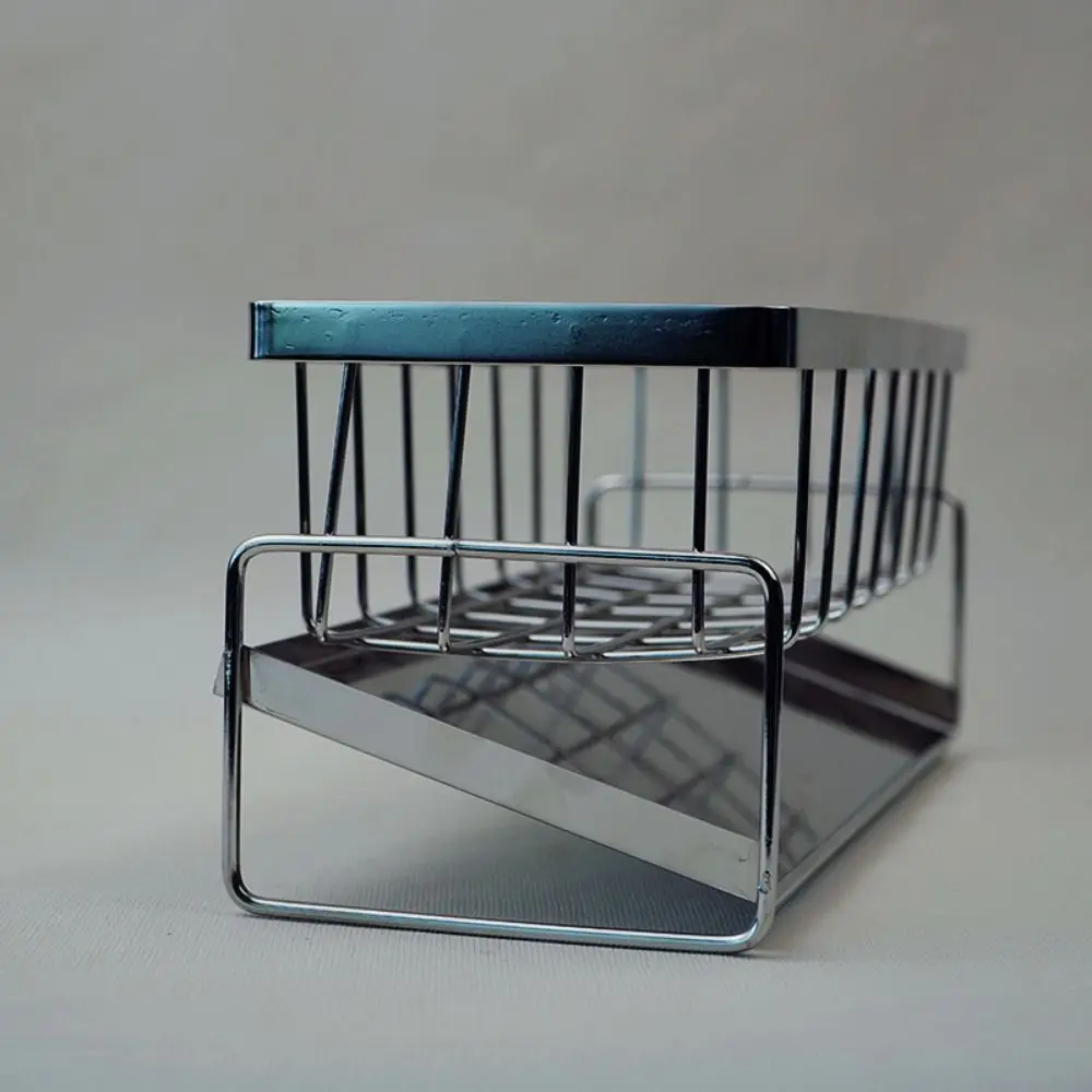 Stainless Steel Metal Sponge Holder Multi-Functional Rust-Proof Kitchen Sink Draining Rack Automatic Drainage Space-Saving
