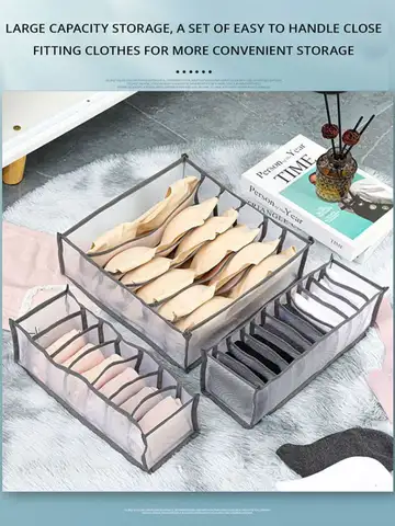 1pc Underwear Drawer Organizer Storage Box Foldable Closet Organizers Drawer Divider Storage Boxes For Underpants Socks Bra