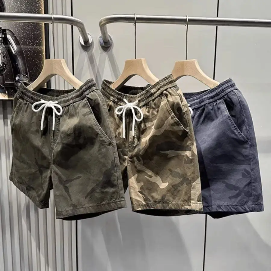 

Men's Summer Thin Loose American Sle orts Qui Dry Work Pants Dstring Tee Fourths Length Casual Faion Urban orts