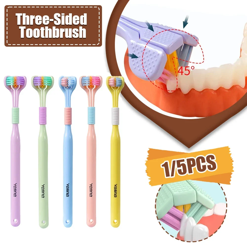 3D Stereo Three-sided Toothbrush Tongue Scraper Deep Cleaning Health Care Oral Care Toothbrush Ultra-fine Adult Toothbrush