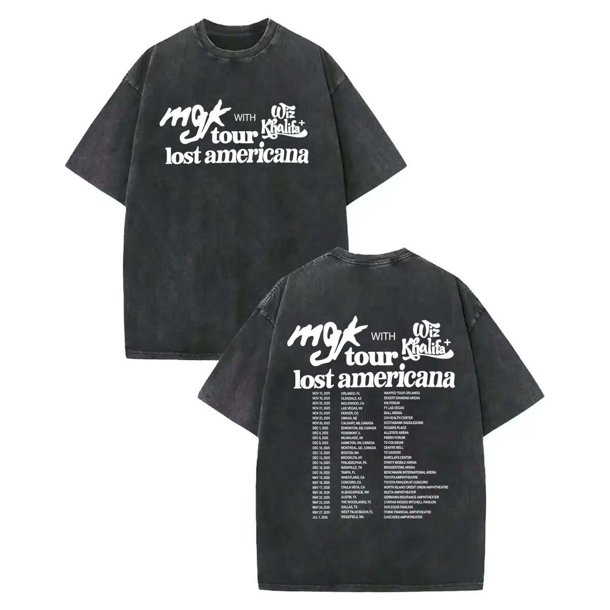 

Rapper MGK Lost Americana Tour 2026 T-shirt High Quality Vintage Washed T-shirts Unisex Fashion Hip Hop Short Sleeve T Shirts