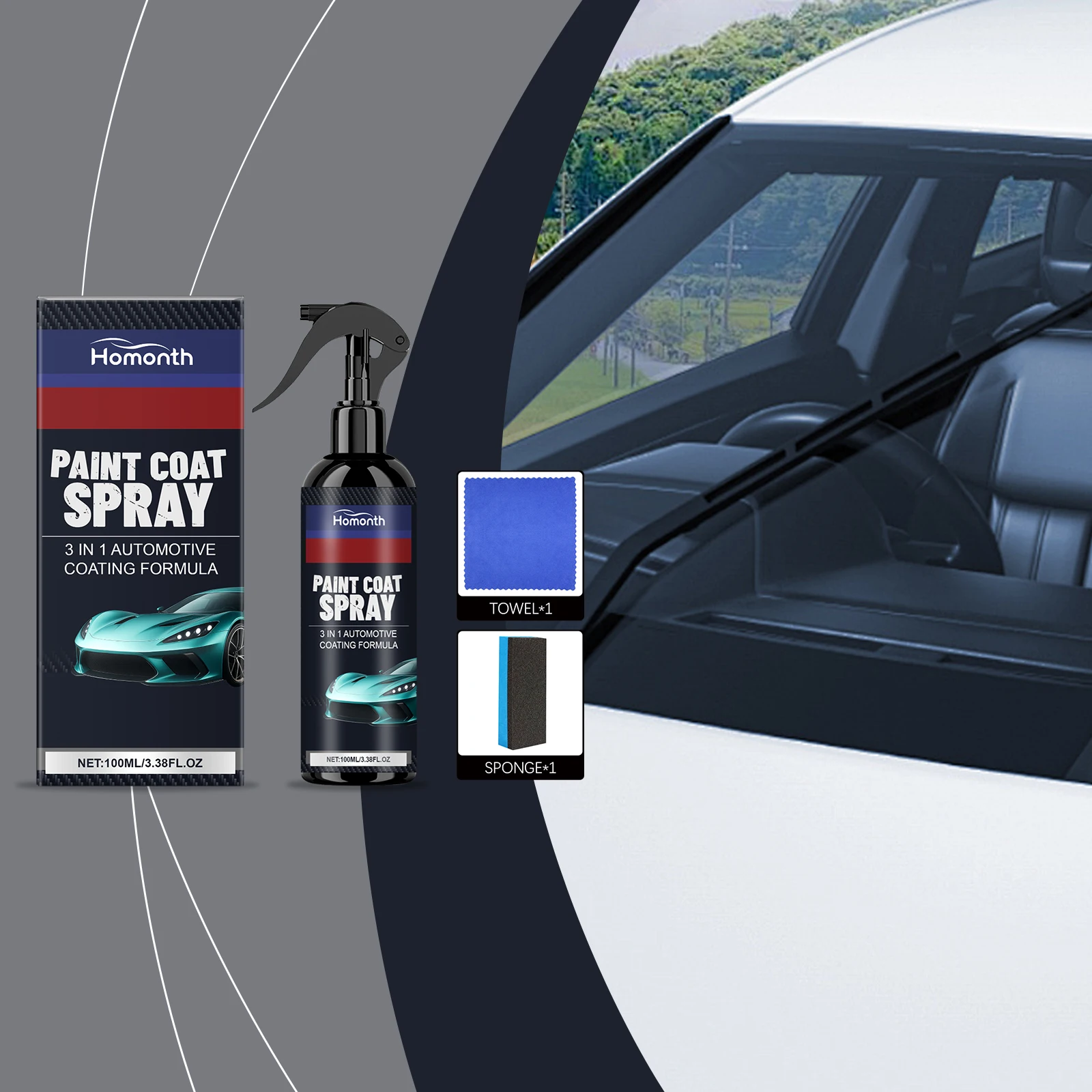

3-in-1 Ceramic Car Coating Spray - Hydrophobic Paint Protection & Mirror Gloss Enhancer for Long-Lasting Shine