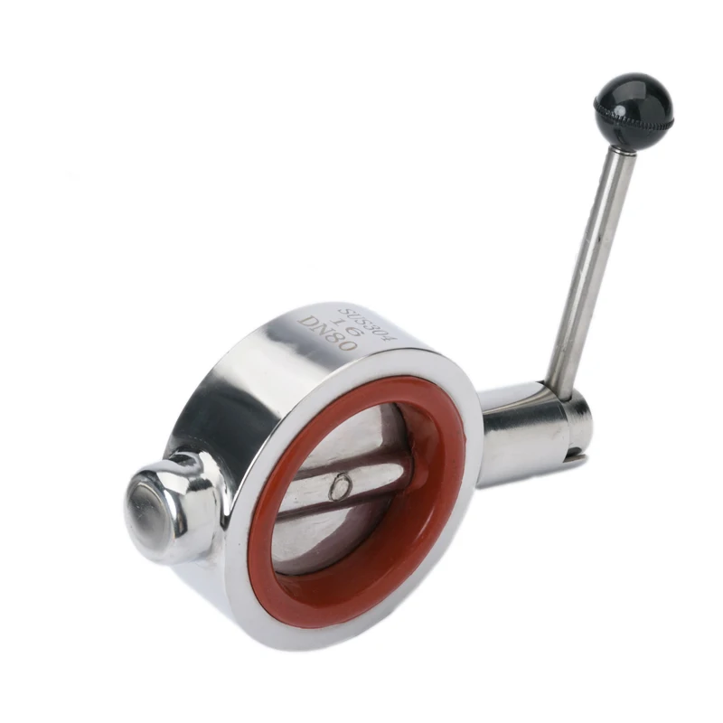 

Butterfly valve manual handle stainless steel DN100 pair of clip type DN15050 hard seal DN125 sanitary grade D71