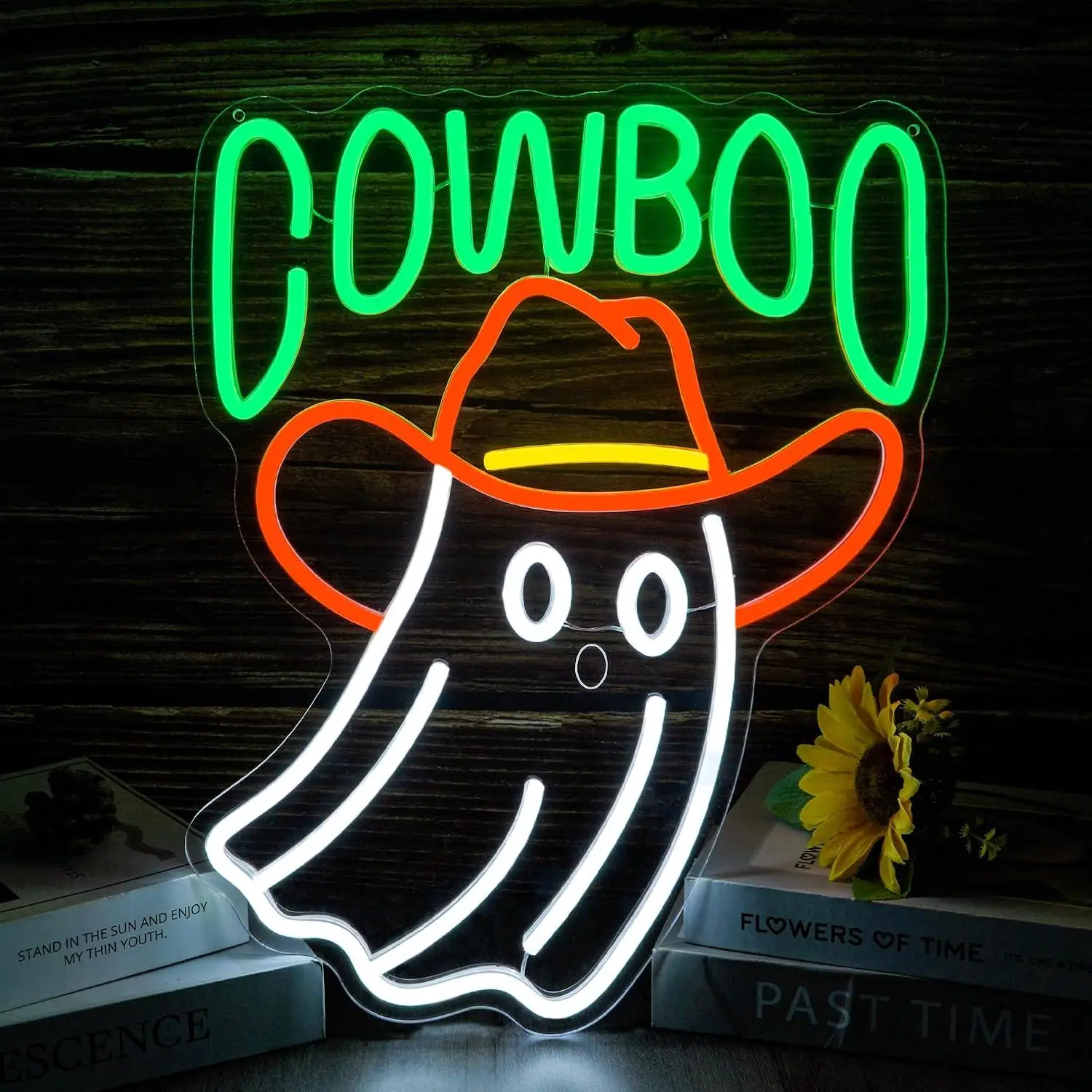Cowboy Ghost Neon Sign USB Powered Dimmable LED Lights For Western Halloween Themed Bedroom Bar Home Party Wall Art Decor Gift