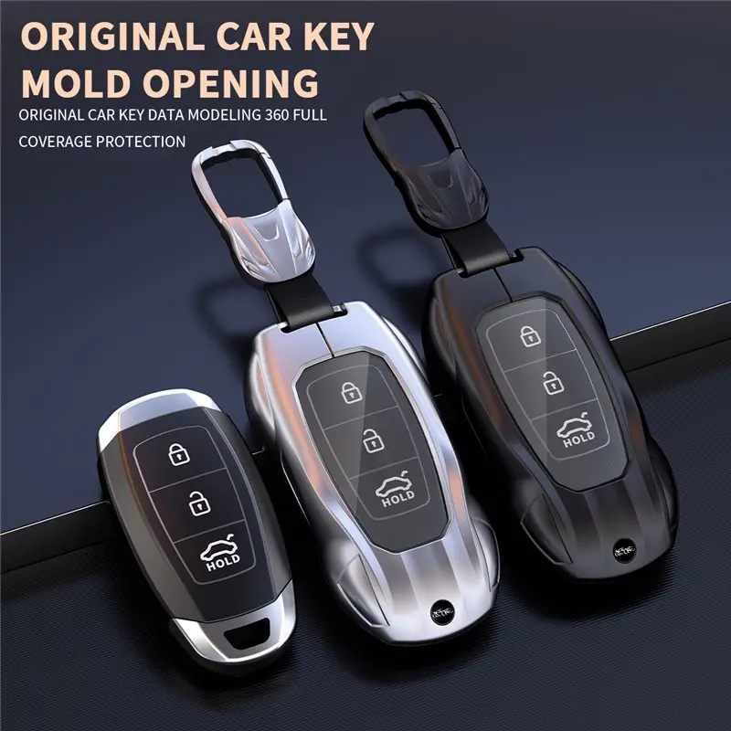 For Hyundai I30 Ix35 KONA Encino Solaris Azera Grandeur Ig Accent Santa Fe Palisade Car Key Case Cover Zinc Alloy Silicone