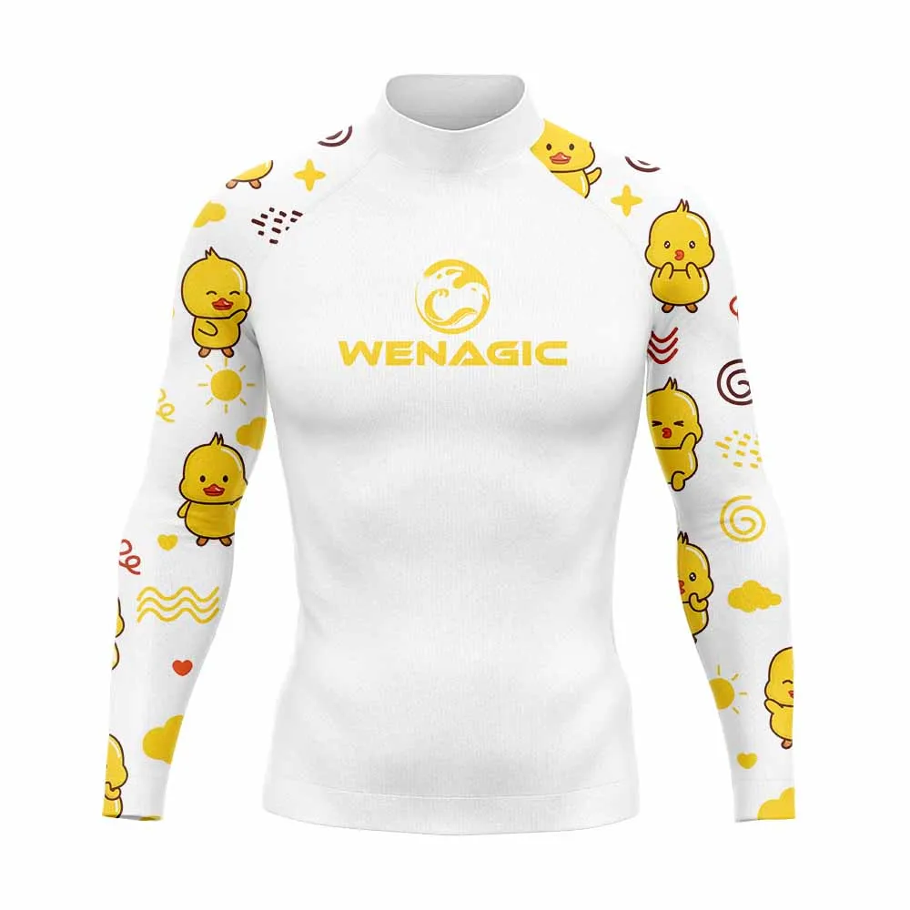 Wenagic Surfing Swimming Diving T-Shirts Tight Long Sleeve Rash Guard Swimwear Men's UV Protection Clothing Beach Floatsuit Tops