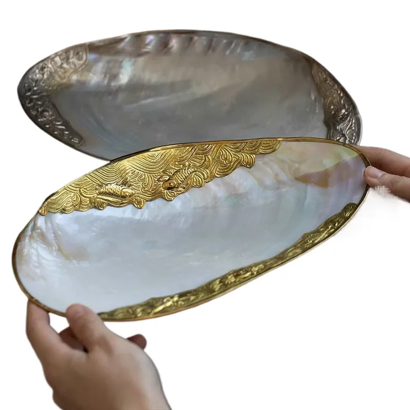 Natural Shell Tray for Jewelry Cosmetics Storage Light Luxury Home Decor Living Room Decoration Fritillary Fruit Plate