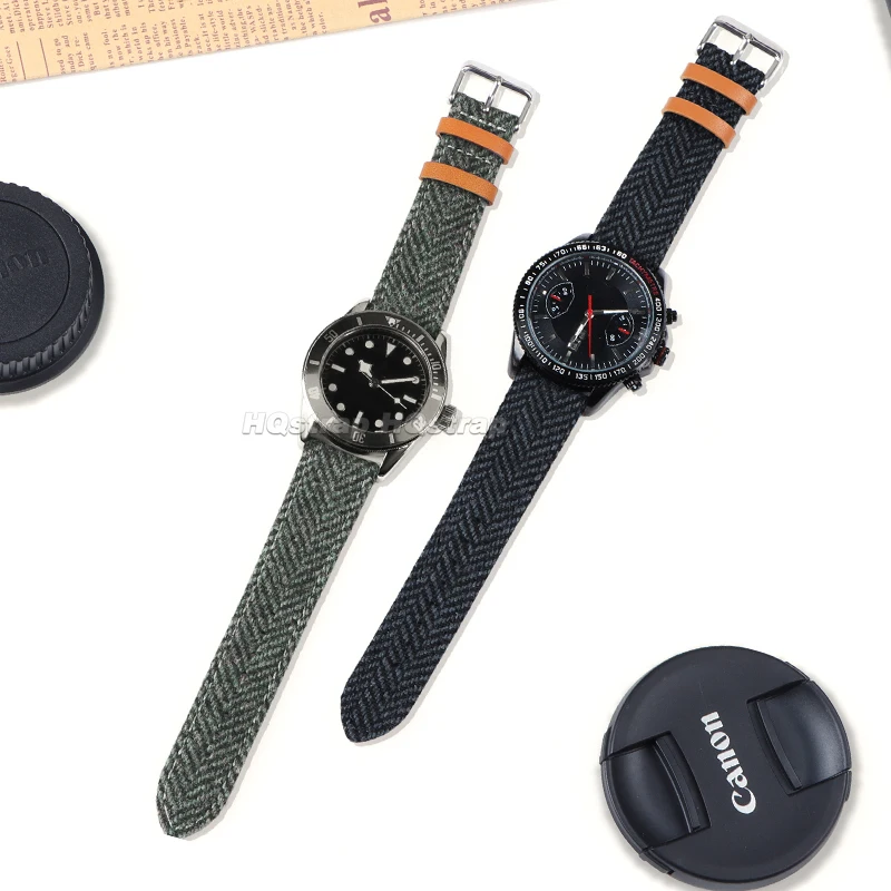 세이코용 빈티지 나일론 가죽 스트랩, 퀵릴리즈 소프트 교체 시계 밴드, 삼성 갤럭시 손목 밴드, 18mm, 20mm, 22mm