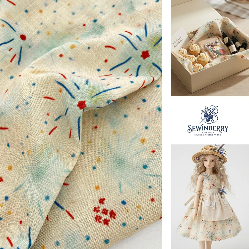 Japanese Flower Print Polyester Fabric Breathable Lolita Lining DIY Material 50x150cm For Fat Quarter Patchwork Sewing