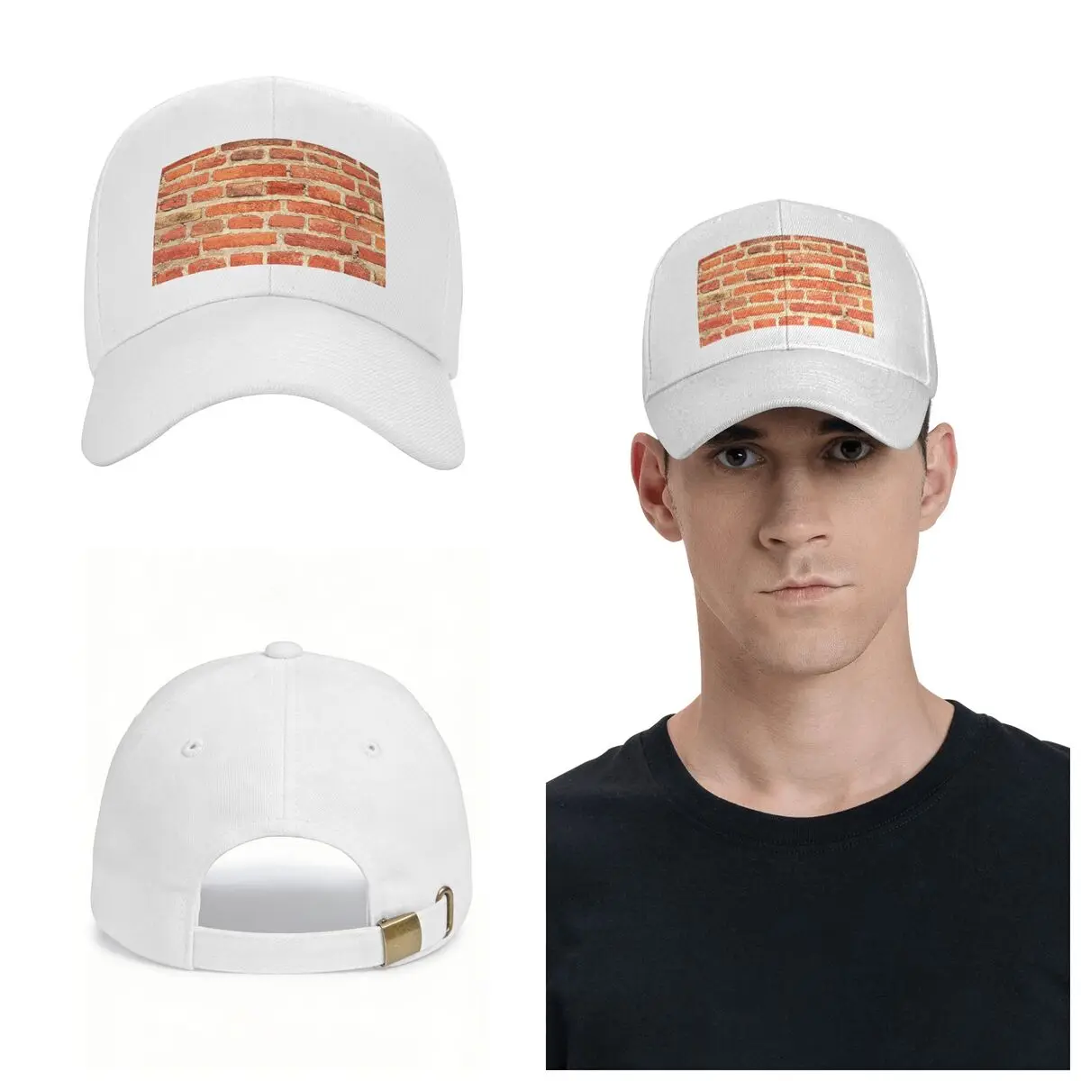 The Red Brick Wall Cap Fashion Casual Baseball Caps Adjustable Hat Unisex Baseball Hats Customizable Polychromatic