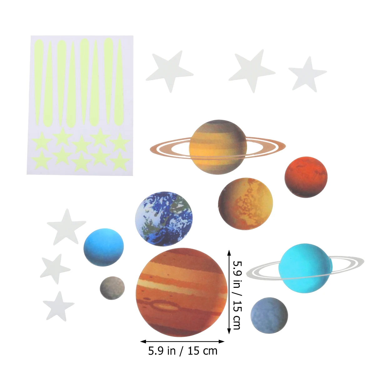 

2 Sheets Luminous Wall Decals Fluorescent Planet Stickers Glow in Dark PVC Material Safe Easy Apply Smooth Surface Window Glass