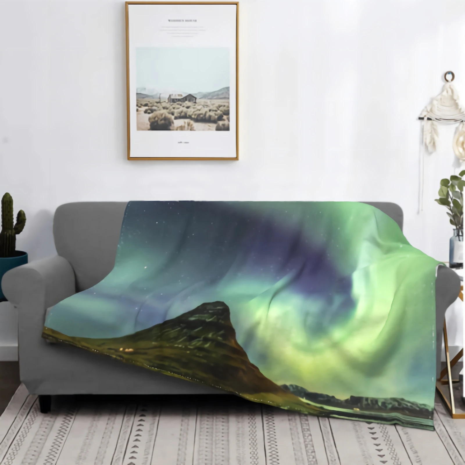 Amazing Aurora Blanket for Couch Sofa Blanket Super Soft Cozy Plush Microfiber Fluffy Blanket Lightweight Warm Bedspread 80