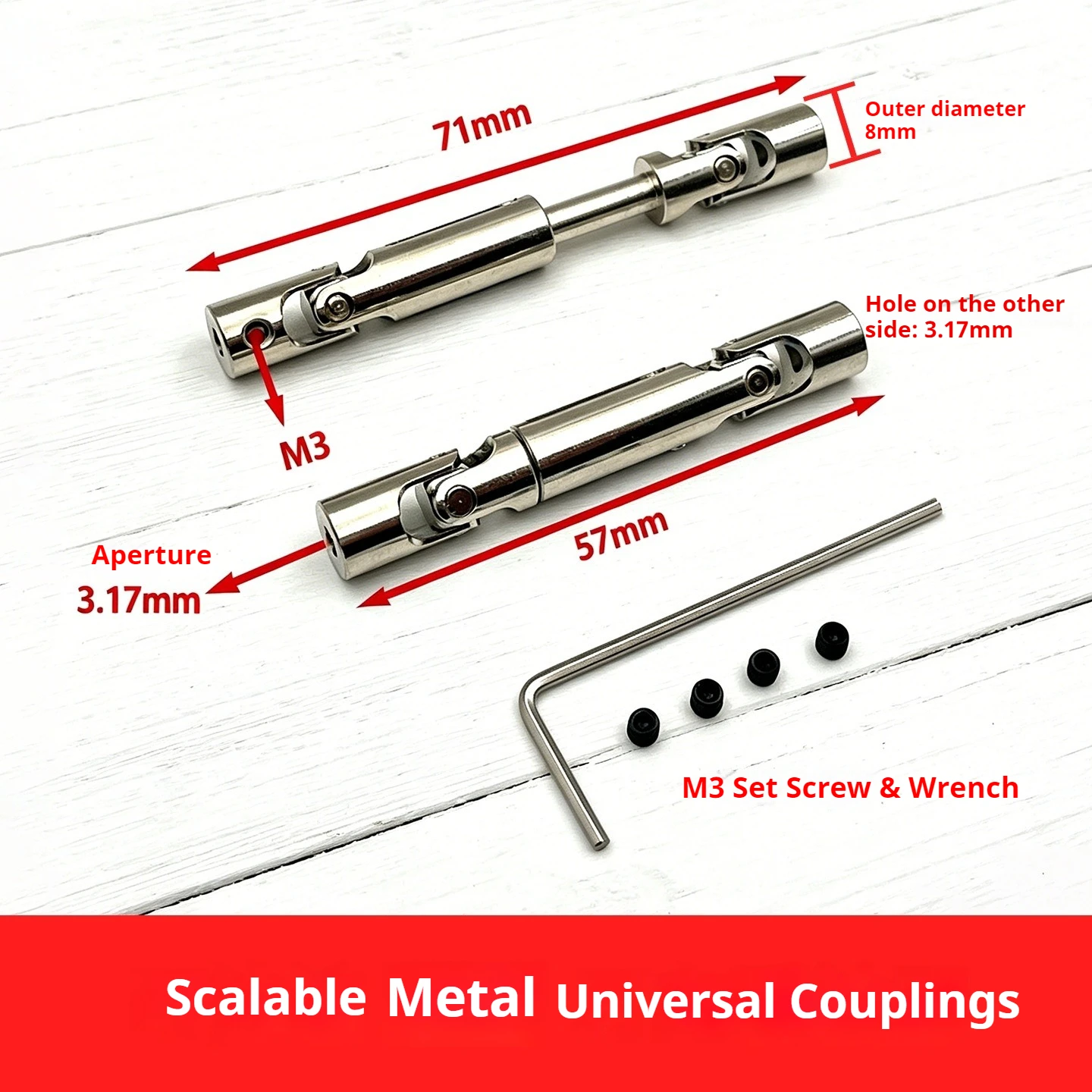 1pc PGHA Universal Joint, Universal Coupler,Cross Joint Connector, Telescoping Drive Shaft, Spare Parts for RC 4x4 Crawler Truck