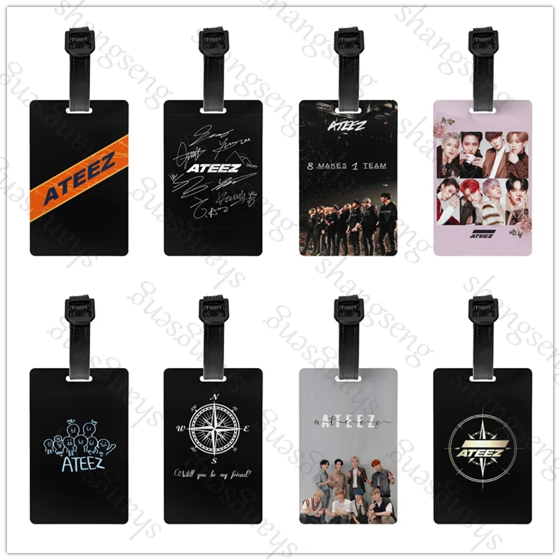 

1pcs Security Luggage Tag PVC Suitcase Label Business Card Holder/Travel Document Label Tie-dyed Korean Kpop ATEEZ