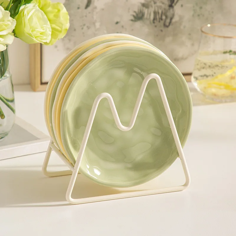 Ins Creamy Light‑luxury Ceramic Plate Stackable Bone Spit Dish Cake Dessert Tray Household Tableware