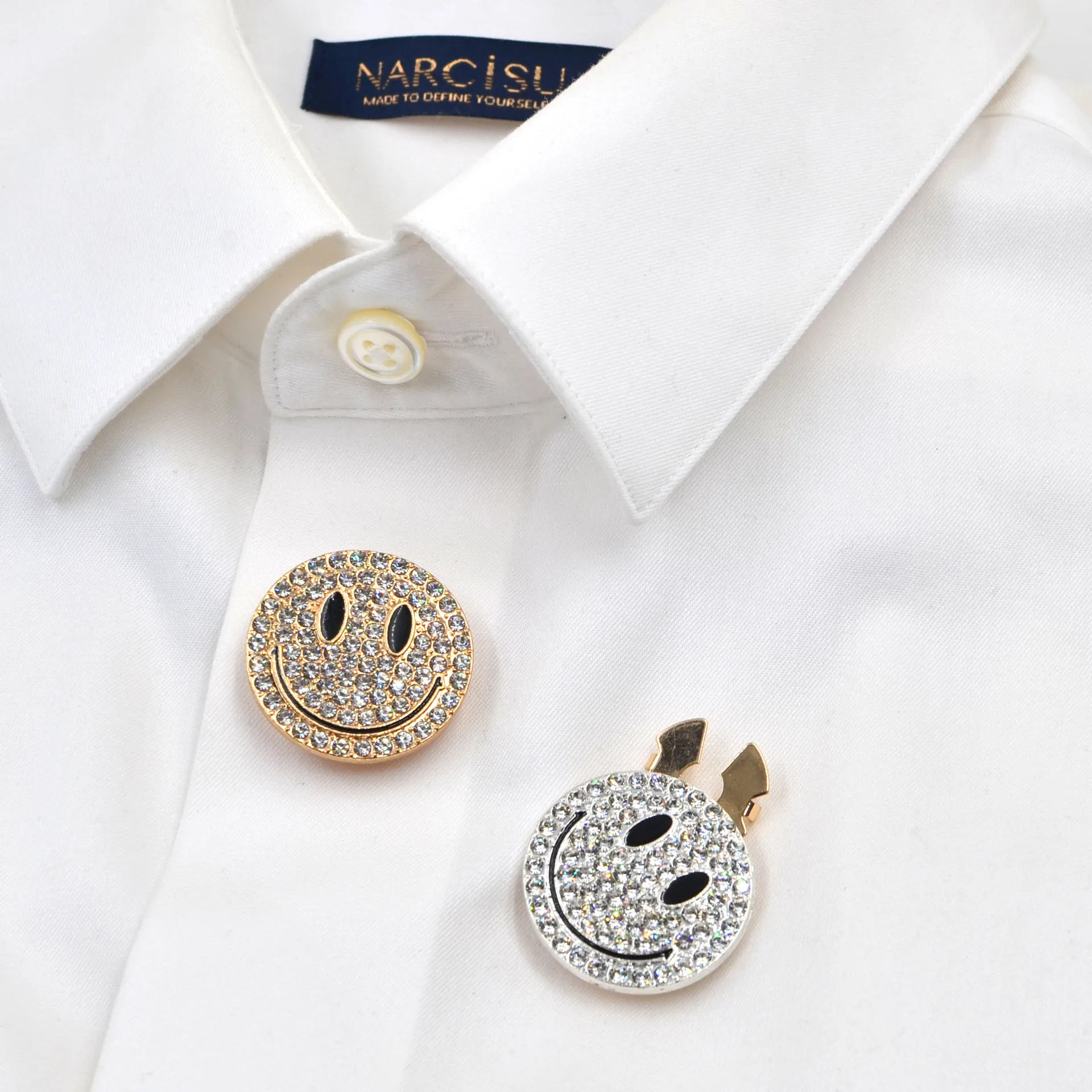 

2PCS Fashion Metal Face Button Covers for DIY Clothing Decorative Button,Alloy Shirt Sleeve Button Decoration